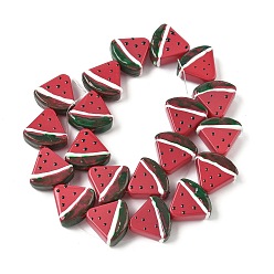 Красный Бусины из стеклянной эмали, окрашенные методом запекания, арбуз, красные, 19x20.5x8.5~9.5 мм, отверстие : 1.6 мм