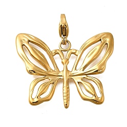 Настоящее золото 14K Бабочка 304 подвесные украшения из нержавеющей стали, ионное покрытие (ip), с застежкой омар коготь, реальный 14 k позолоченный, 30 мм