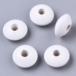 Белый Крашеные бусины из натурального бука, рондель, белые, 12x6 мм, Отверстие : 3~4 мм , около 1600 шт / 500 г