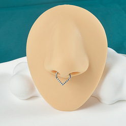 Letter V 304 кольцевые носовые кольца из нержавеющей стали, цвет нержавеющей стали, Буква V, внутренний диаметр: 8 мм, штифты : 1.2 мм