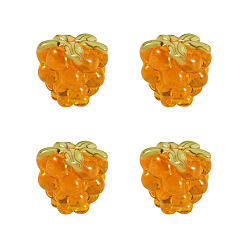 Темно-Оранжевый 4 бусины лэмпворк ручной работы, малина, темно-оранжевый, 12.5x10~12 мм, отверстие : 1.6 мм