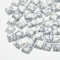 Белый Синтетических бирюзовый кабошон, квадратный, белые, 8x8x4 мм