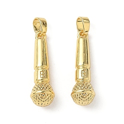 Настоящее золото 18K Латунные подвески, микрофон, реальный 18 k позолоченный, 22x7 мм, отверстие : 3x4.5 мм