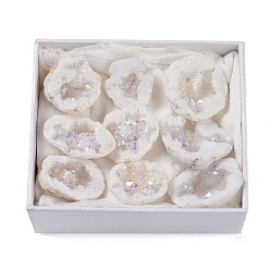 Натуральный Агат Природный агат, жеода, образец минерала из рога изобилия, кластер необработанных кристаллов, Целебный кристалл в подарок для домашнего декора, с бумажной коробкой, 24~36.5x24~31x9~10 мм