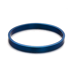 Blue 304 Stainless Steel Bangles, Ion Plating(IP), Blue, 50x59mm, 6x2.5mm
