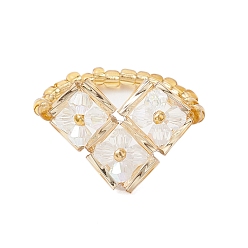 Белый Сердце стеклянные бусины эластичные кольца для женщин, белые, 17 мм, внутренний диаметр: 18 мм