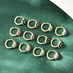 Настоящее золото 18K Латунные микро проложить серьги обруча кубического циркония, снежинка, без кадмия и без свинца, стойки покрытие, долговечный, реальный 18 k позолоченный, 11x7.5x13 мм