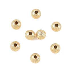 Real 18K Gold Plated SHEGRACE Brass Spacer Beads, Cadmium Free & Nickel Free & Lead Free, Round, Textured, Real 18K Gold Plated, 4mm, Hole: 1.2mm