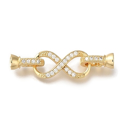 Настоящее золото 18K Латунное микропейв, прозрачный кубический цирконий, складные застежки, без кадмия, без никеля и без свинца, бесконечность, реальный 18 k позолоченный, 39 мм