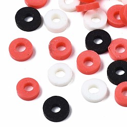Couleur Mélangete Perles en fimo faits à la main, perles heishi, disque / plat rond, couleur mixte, 4x0.5~1.5mm, Trou: 1.5mm, environ66600 pcs / 1000 g