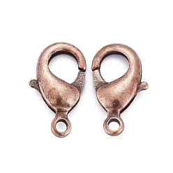 Red Copper Brass Lobster Claw Clasps, Parrot Trigger Clasps, Cadmium Free & Nickel Free & Lead Free, Red Copper, 15x8x3mm, Hole: 2mm