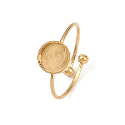 Плоский Круглый Настоящее 18k позолоченное 304 кольцо-манжета из нержавеющей стали, пустая рамка для установки кольца, ионное покрытие (ip), плоско-круглые, лоток : 7.5 мм, размер США 8 1/2 (18.5 мм)