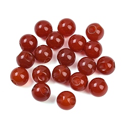 (123L) Белый крем непрозрачный блеск Природных бисера агат, окрашенные, круглые, Топ пробуренной, огнеупорный кирпич, 10~10.5 мм, отверстие : 1.6 мм