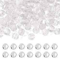 Белый 2пакеты 200шт. прозрачные стеклянные бусины, граненые, двухконусные, белые, 4.5x3.5 мм, отверстие : 1.6 мм, 100 шт / пакет