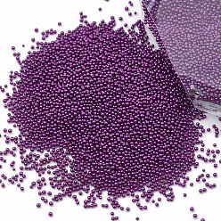 Dark Violet Color Plated DIY 3D Nail Art Decoration Mini Glass Beads, Tiny Caviar Nail Beads, Dark Violet, 0.6~0.8mm, about 450g/bag