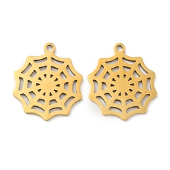 Golden 201 Stainless Steel Pendants, Spider Web Charm, Golden, 15x18x0.8mm, Hole: 1.4mm