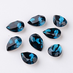 Синий Циркон Граненая капля k 9 кабошоны со стеклянными стразами, задние и задние, класс А, синий циркон, 10x7x4 мм