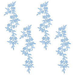 Светло-Голубой 4шт. нашивки из ткани с компьютерной вышивкой "Зимняя сладость", наклеить патч, аксессуары для костюма, аппликация, Небесно-голубой, 255x95x0.8 мм