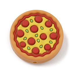 Pizza Силиконовые бусины, тема еды, фокусные бусы, красные, пицца, 28x9 мм, отверстие : 2 мм