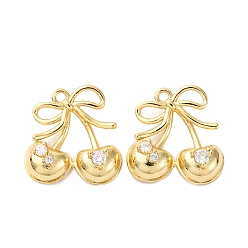 Прозрачный Латунные микро проложить кубического циркония подвески, черри прелести, стойки покрытие, долговечный, без кадмия и без свинца, прозрачные, 17.5x17x6 мм, отверстие : 1.2 мм