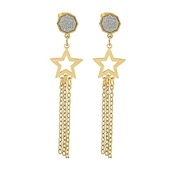 Золотой Ионное покрытие (ip) 304 серьги-гвоздики в форме звезды из нержавеющей стали, со стразами, золотые, 58x12.8 мм