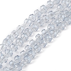 Светлый Стально-синий Прозрачные стеклянные бусины гальваническим пряди, граненые, рондель, гальваническое покрытие, светло-стальной синий, 5.5x3.5~4 мм, отверстие : 1 мм, около 100 шт / нитка, 21.65~22.05 дюйм (55~56 см)