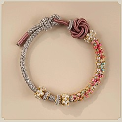 Гейнсборо Браслеты ручной вязки из полиэстера и вощеной ткани для мужчин и женщин, узел, светло-серые, внутренний диаметр: 2-3/8 дюйм (6 см)