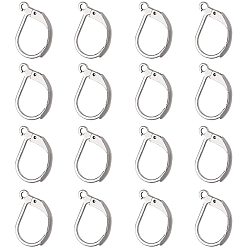 Нержавеющая Сталь Цвет 304 из нержавеющей стали выводы Leverback серьги, с петлей, цвет нержавеющей стали, 15x10x2 мм, отверстие : 1.5 мм