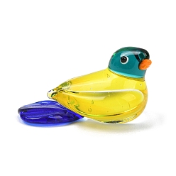 Jaune Figurine d'oiseau en verre filé faite à la main, décorations de bureau et de maison, jaune, 40x20x22mm