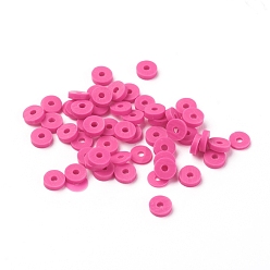 Camellia Eco-Friendly Handmade Polymer Clay Beads, Disc/Flat Round, Heishi Beads, Camellia, 4x1mm, Hole: 1mm, about 380~400pcs/strand, 17.7 inch