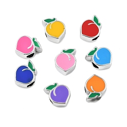 Peach Ccb пластиковые европейские бусины, бусины с большим отверстием, Эмаль стиле, персик, 14x11.5x7.5 мм, отверстие : 5 мм