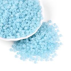 Светло-Голубой 6/0 прозрачный внутри цветной стеклянный бисер, рондель, круглое отверстие, Небесно-голубой, 4x3 мм, отверстие : 1.2~1.5 мм, Около 6080 шт / фунт