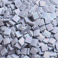 (TL498FR) Matte Opaque Gray AB Миюки тила бусины, японский бисер, 2-луночное, (tl 498 fr) матовый непрозрачный серый ab, 5x5x1.9 мм, Отверстие: 0.8 мм, о 118 шт / бутылка, 10 г / бутылка