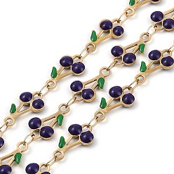 Индиго Ионное покрытие (ip) 304 цепи из нержавеющей стали с эмалированными вишневыми звеньями, с катушкой, пайки, золотые, индиговые, ссылка: 13x7.5x2.5мм и 4x2.5x0.38мм