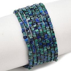 Хризоколла и Лазурит Натуральные бусы из хризоколлы и лазурита, квадратный, 1.5x1.5x1~1.5 мм, отверстие : 0.5 мм, около 344 шт / нитка, 14.96'' (38 см)