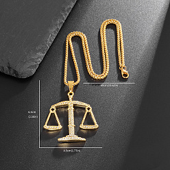 Золотой Ожерелья с подвеской в виде весов из сплава и страз для мужчин, золотые, 23.62 дюйм (60 см)