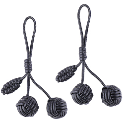 Черный Декоративные подвески в виде шариков, сплетенных из искусственной кожи., для украшения сумки, чёрные, 190 мм
