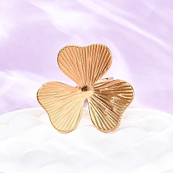 Золотой 304 из нержавеющей стали манжеты кольца, клевер, золотые, 28x31 мм, внутренний диаметр: 17 мм