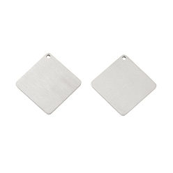 Нержавеющая Сталь Цвет Не тускнеющие 304 подвески из нержавеющей стали, пустая бирка с матовой отделкой, лазерная резка, двухсторонний эффект тягового станка, ромб, цвет нержавеющей стали, 9.5x9.5x1 мм, отверстие : 0.9 мм