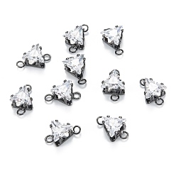 Черный Цвет Металла Латунные кубические циркониевые линзы, долговечный, треугольные, металлический черный , 16x9x6 мм, отверстие : 2.5 мм