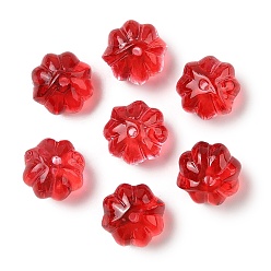 Красный Прозрачная аэрозольная краска стеклянные шарики, цветок, красные, 11.5x8.5 мм, отверстие : 1.2 мм