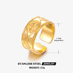 Золотой 304 открытые кольца-манжеты из нержавеющей стали для женщин, треугольные, золотые, 17 мм