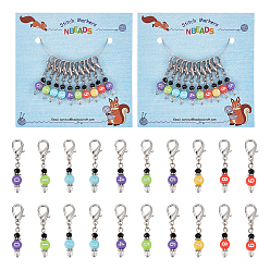 (52) Непрозрачная лаванда Акриловые и стеклянные бусины, кулон с цифрами, маркеры петель с замком, маркер стежка с застежкой «лобстер» из цинкового сплава, разноцветные, 3.9 см, 10 стиль, 1 шт / стиль, 10 шт / комплект