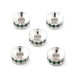 Серебро Латунные микро проложить кубических циркония шарики прокладки, долговечный, стойки покрытие, плоско-круглые, серебряные, 6x2.5 мм, отверстие : 2 мм