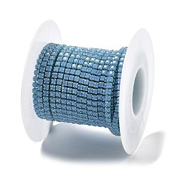 Свет Сапфира Железная цепочка для стеклянной чашки со стразами, с катушкой, света сапфир, 2x2~2.5x2 мм, около 16.40 футов (5 м) / рулон