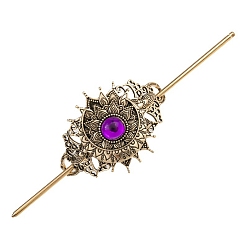 Античное Золото Сплав со смоляными палочками для волос, овальные, аксессуары для волос для женщин, античное золото , 150x46x67 мм