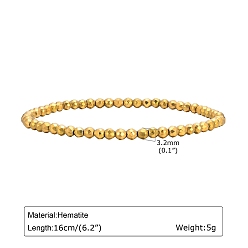 Runde Unmagnetische synthetischen Hämatit Stretch-Armbänder, golden, Runde, 6-1/4 Zoll (16 cm)