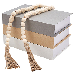 (52) Непрозрачная лаванда Поддельная модель книги-симулятор, с круглым деревянным украшением из бусин, Домашняя жизнь книжная полка опора дисплей украшения, разноцветные, 219x156x43 мм, 3 цветов, 1 шт / цвет