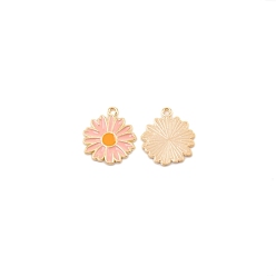Pink Подвески из цинкового сплава, с emanel, цветок, розовые, 17.5x16x1 мм, отверстие : 1.5 мм
