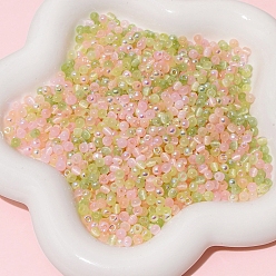 Белый Навахо Разноцветные круглые стеклянные бусины с имитацией кошачьего глаза, навахо белый, 4x3~3.5 мм, отверстие : 1.2 мм, о 150 шт / комплект